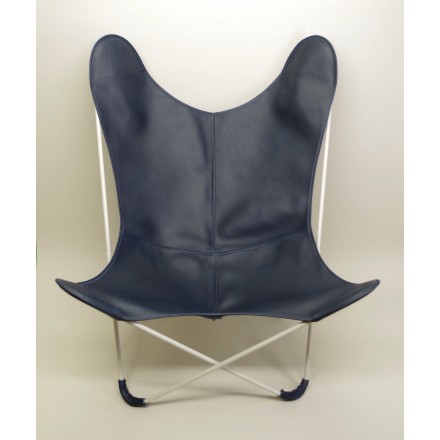 Fauteuil AA butterfly en Cuir Végétal Bleu Marine