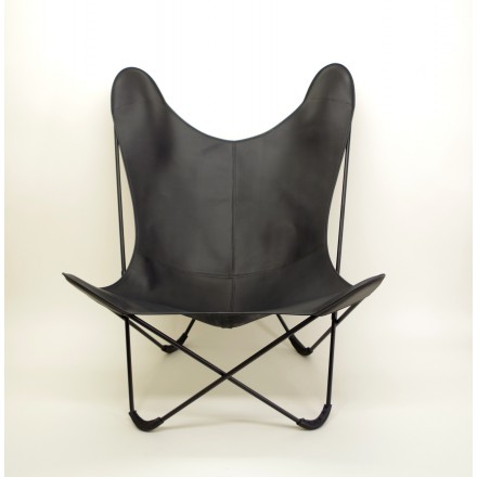 Fauteuil AA butterfly assise cuir couleur Noire