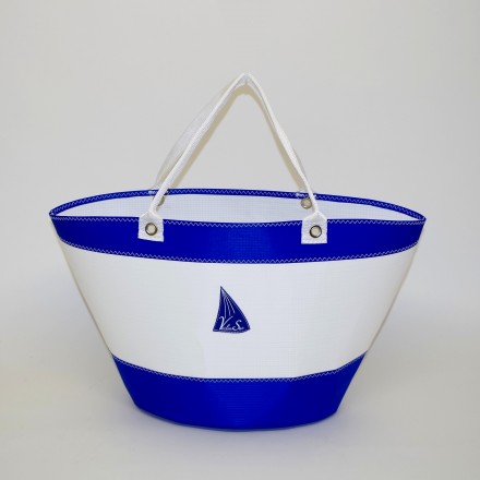 Panier en voile de bateau Blanc Bleu