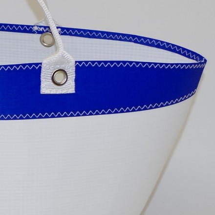 Panier en voile de bateau Blanc Bleu