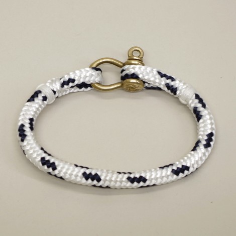 Bracelet en cordage marin Hoël Blanc Marine manille laiton