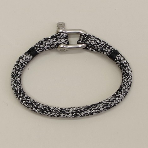 Bracelet en cordage marin Hoël Gris Noir manille inox