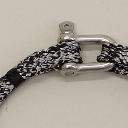 Bracelet en cordage marin Hoël Gris Noir manille inox