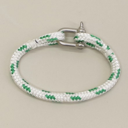 Bracelet en cordage marin Hoël Blanc Vert manille inox