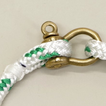Bracelet en cordage marin Hoël Blanc Vert manille Laiton