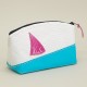 Trousse de Toilette blanc turquoise en voile de bateau