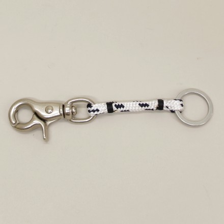 Porte Clé Cordage Blanc Marine Mousqueton Inox