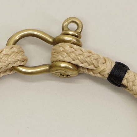 Bracelet en cordage marin Hoël Sable manille Laiton surliure noire