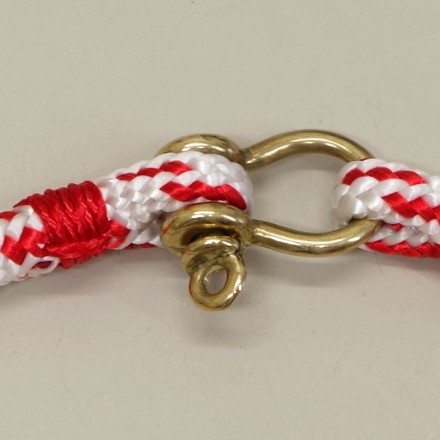 Bracelet Hoël en cordage marin blanc code rouge manille laiton