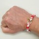 Bracelet Hoël en cordage marin blanc code rouge manille laiton