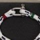 Bracelet Hoël en cordage marin blanc code marine surliures rouge verte manille inox boite