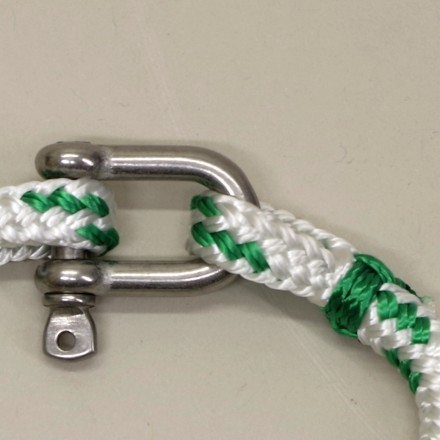 Bracelet Hoël en cordage marin blanc code vert manille Inox