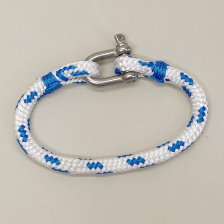 Bracelet en cordage Hoël blanc code bleu manille Inox