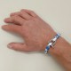 Bracelet en cordage Hoël blanc code bleu manille Inox