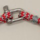 Bracelet en cordage marin gris rouge manille Inox