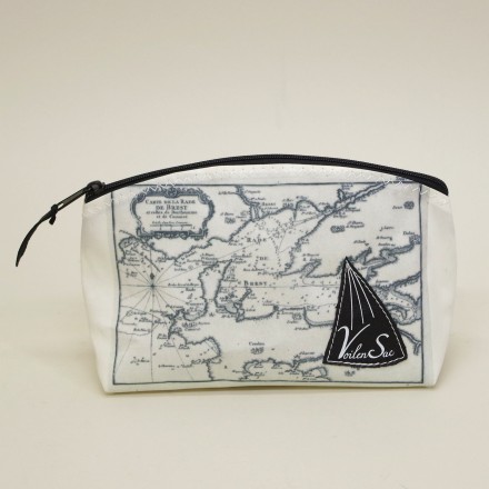 Trousse de toilette M en voile de bateau carte rade Brest