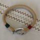 Bracelet Tribord Amure Beige vert rouge mousqueton inox