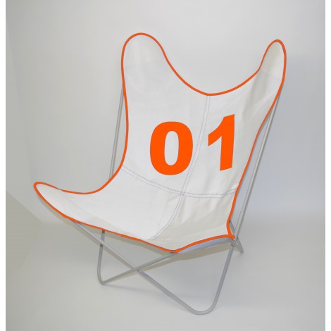 Fauteuil AA assise Voile de bateau 01 Orange