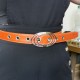 CEINTURE CUIR ORANGE VOILE ARGENT BOUCLE 3 FILS