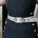 CEINTURE CUIR ORANGE VOILE ARGENT BOUCLE 3 FILS