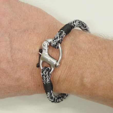 Bracelet N°1 cordage et mousqueton gris chine